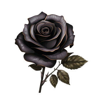 black rose isolated on transparent background