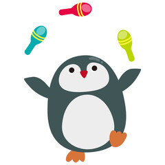 Circus penguin illustration.