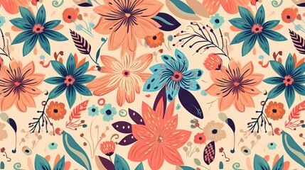  a floral pattern with many different colors and sizes of flowers.  generative ai