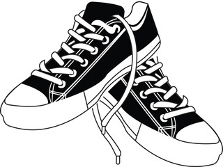 Sports shoes, sneakers black icon, flat design on transparent background. Vector, sports and lifestyles shoes, sneaker vector hand drawn , shoe icon. new shoe for sport branding design element, vector