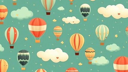  a bunch of hot air balloons flying in the sky with clouds.  generative ai