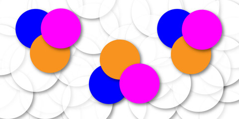 abstract  vibrant circle pattern for background. geometric texture of white paper circles in shining light with soft shadows as mess pattern, colourefull 3d bubble shape concept us for decoration.