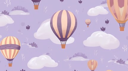  a bunch of hot air balloons flying in the sky with clouds.  generative ai