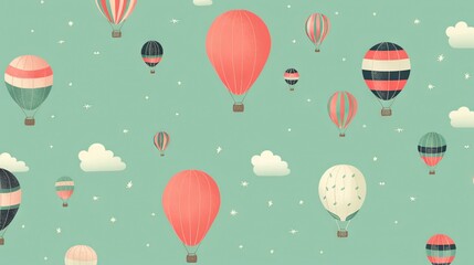  a group of hot air balloons flying in the sky above clouds.  generative ai