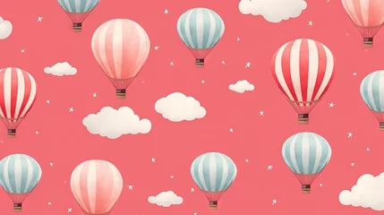 Cercles muraux Montgolfière  a pink background with hot air balloons flying in the sky.  generative ai