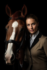 Fototapeta na wymiar Portrait of a Dressage rider and the horse