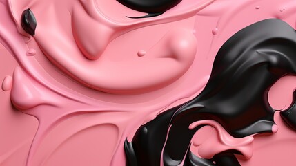  a pink and black liquid background with black and white swirls.  generative ai