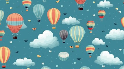  a group of hot air balloons flying through a blue sky.  generative ai