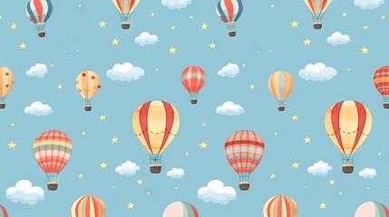  a group of hot air balloons flying in the sky with stars.  generative ai
