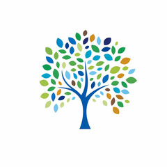 A Blue and Green Growing Tree Logo