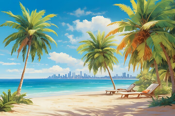 Obraz premium beach with palm trees