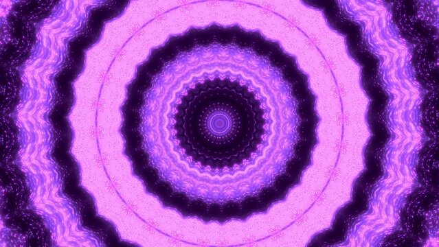 Shiny purple pink blue particles in shape of mandala on dark violet backdrop. Abstract fantasy flower background. Yoga insight chakra balance mental health concept. Loop fractal animation. Fairy burst