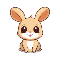 Minimal happy rabbit cartoon vector