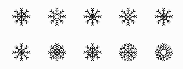 Snowflake icon set. Winter vector design elements