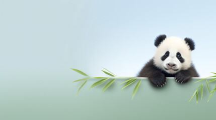 Naklejka premium Baby Panda Background for Wildlife Protection Presentations and Environmental Awareness Campaigns.