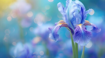  a close up of a blue flower with blurry background.  generative ai