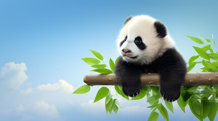 Fototapeta premium Baby Panda Background for Wildlife Protection Presentations and Environmental Awareness Campaigns.