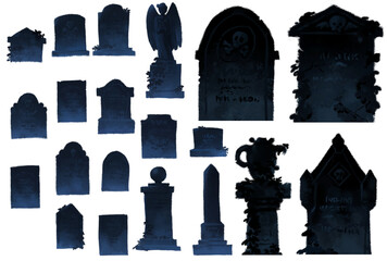 A collection of spooky old gravestones