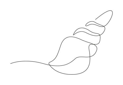 recommend clip art: Continuous one line drawing of seashell. Summer time. Isolated on white background vector illustration. Pro vector. 
