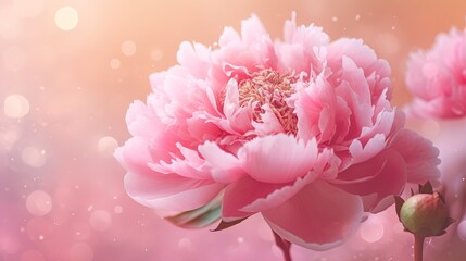  a close up of a pink flower on a blurry background.  generative ai