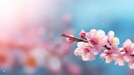  a branch of a cherry tree with pink flowers on it.  generative ai