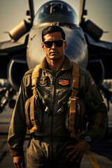 Fototapeta na wymiar Portrait of a US Air Force fighter pilot