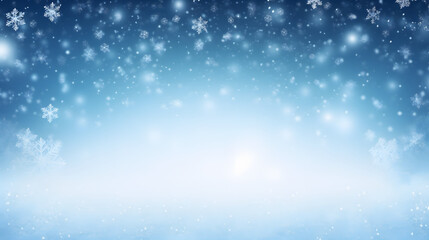 Fototapeta premium Christmas blue background with snow.