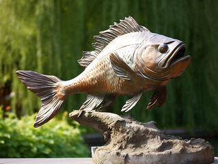 Obraz premium A Bronze Statue of a Fish