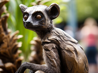 A Bronze Statue of a Lemur