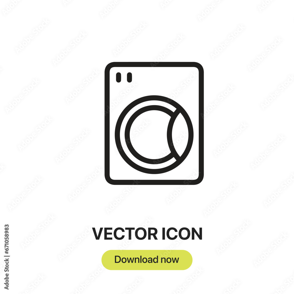 Aufkleber Washing Machine icon vector. Linear-style sign for mobile concept and web design. Washing Machine symbol illustration. Pixel vector graphics - Vector