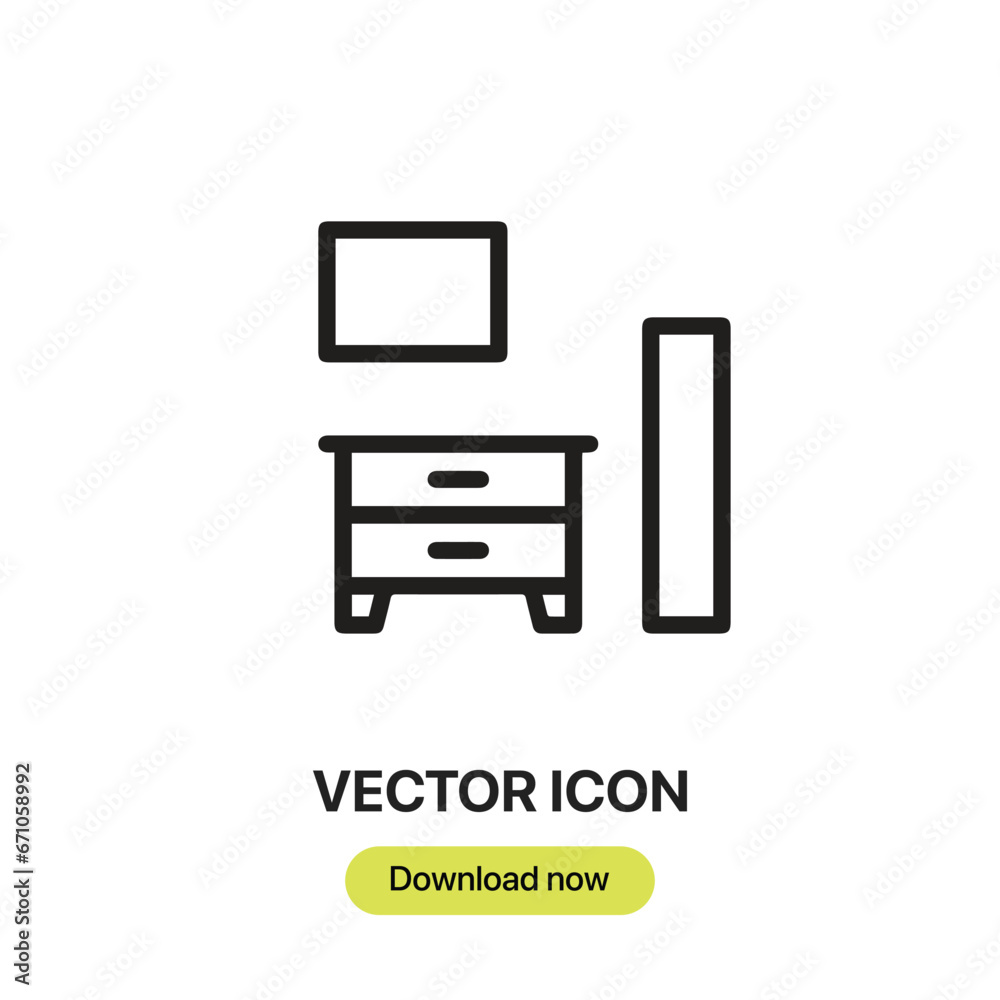 Leinwandbilder drawer icon vector. linear-style sign for mobile concept and web design. drawer symbol illustration.