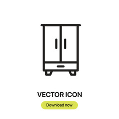 Cupboard icon vector. Linear-style sign for mobile concept and web design. Cupboard symbol illustration. Pixel vector graphics - Vector