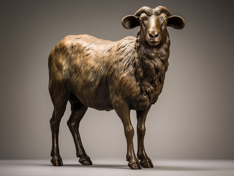 A Bronze Statue of a Sheep