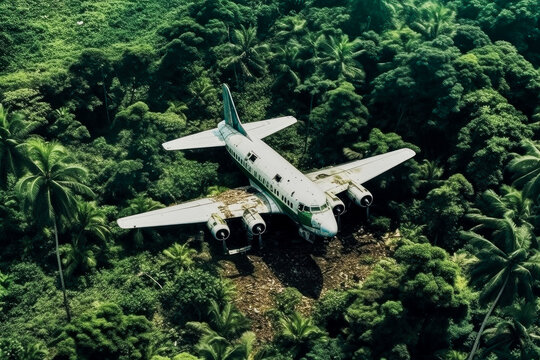 Lost plane in the jungle