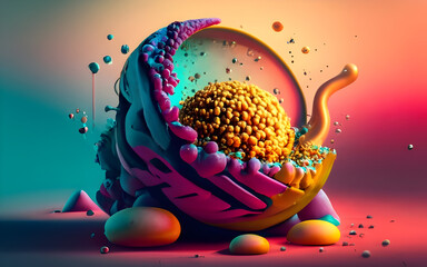 Fototapeta premium 3d render colorful bright gradient contrast background, digital abstract wallpaper ai generative