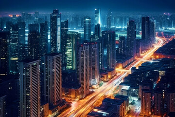 Glowing big city at night