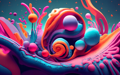 3d render colorful bright gradient contrast background, digital abstract wallpaper ai generative