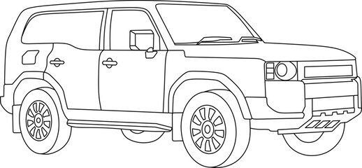 off-road car line art for coloring book