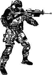 Silhouette image of a soldier holding a weapon