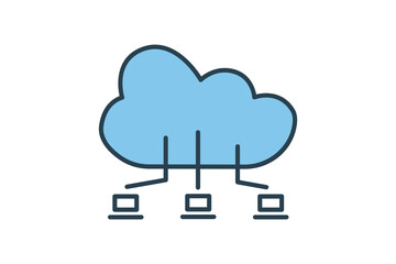 cloud computing icon. icon related to device, computer technology. flat line icon style. simple vector design editable