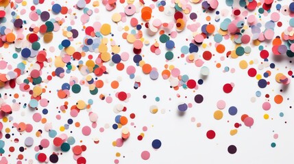  a group of colorful confetti on a white background.  generative ai