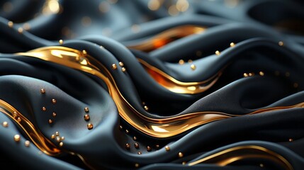 An ethereal dance of elegance and chaos, as fluid lines of black and gold collide in a wild abstract tapestry