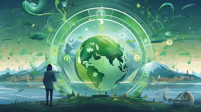 Image celebrating International Day Of Clean Energy. The environment is clean and green, signifying our commitment to renewable energy and a cleaner, more sustainable world. Generative AI