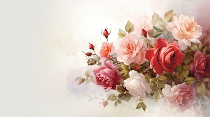  a painting of a bouquet of roses on a white background.  generative ai