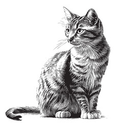 Cat sketch hand drawn in doodle style illustration - obrazy, fototapety, plakaty