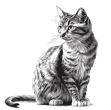 Cat sketch hand drawn in doodle style illustration