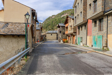 Fototapeta na wymiar Street village view in Andorra. Famous tourist travel ski resort