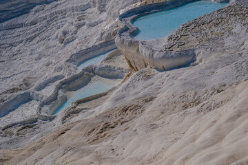 Fototapeta premium Turkish pools on travertine terraces near Pamukkale