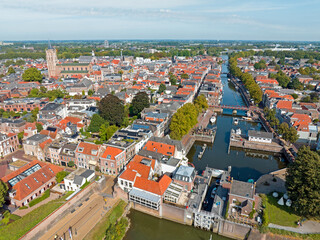 Fototapeta na wymiar Aerial from the historical city Gorinchem in the Netherlands