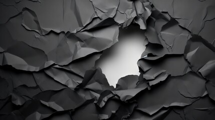  a black and white photo of a hole in the ground.  generative ai